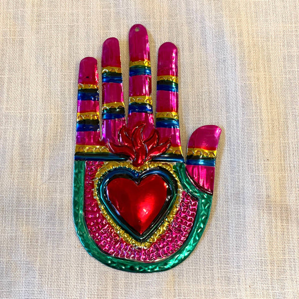 Hand Heart Tin Ornament