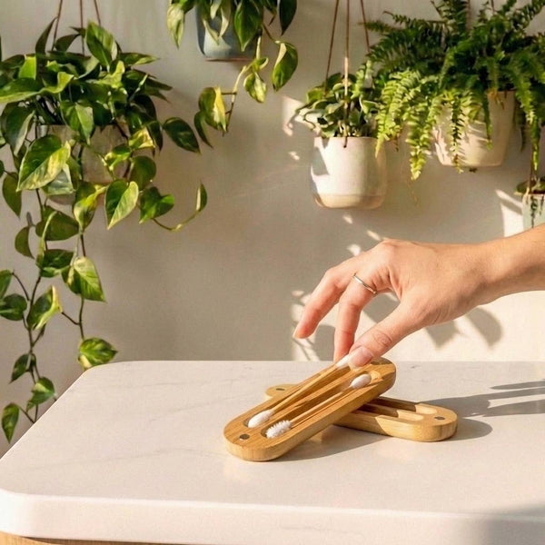 Reusable Bamboo Ear Buds in Case | Selfcare Bestseller