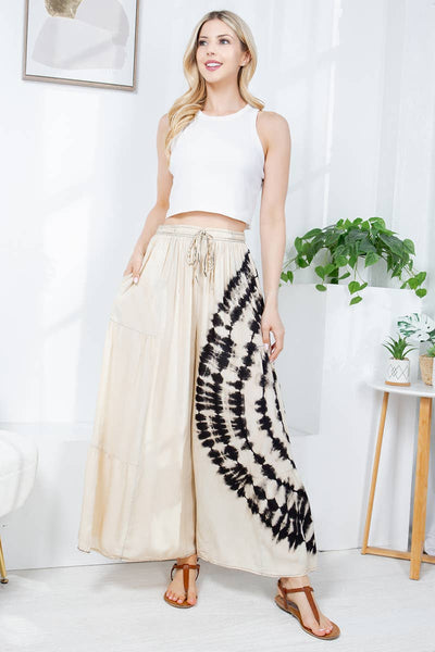 Beige & Black dyed pattern pants