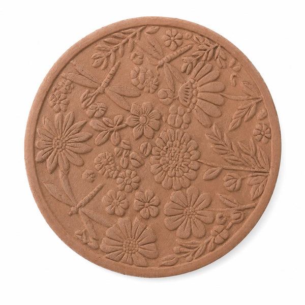 Bread Warmer Round Dragonflies and Blooms Lidded Brown