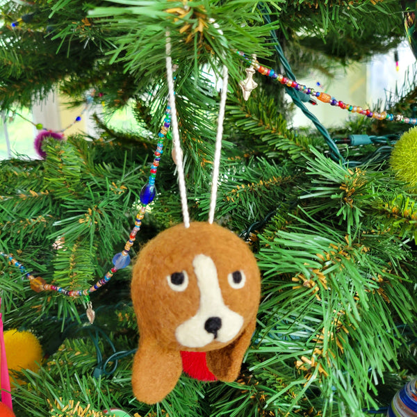 Dog Felted Wool Ball Ornament