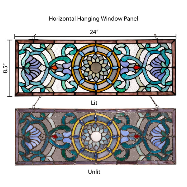 8.5"H Starla Rectangular Stained Glass Pub Window Panel