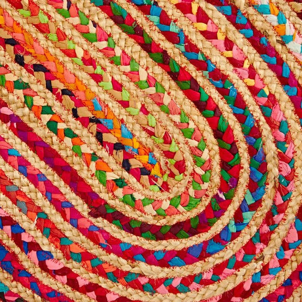 Multi-coloured Jute And Cotton Oval Rag Rug