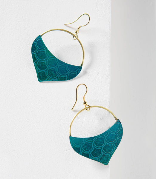 Jaladhi Mermaid Teal Drop Earrings