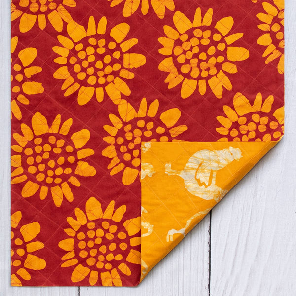 Tea Towels: Sunflower - Red-Organic