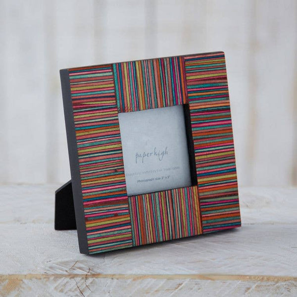 Dhari Multicoloured Stripe Papri Wood Photo Frame