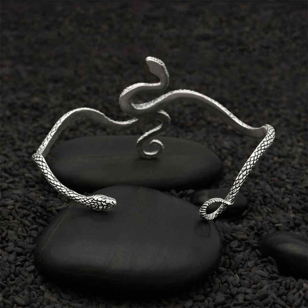 Sterling Silver or Bronze Textured Snake Bracelet
