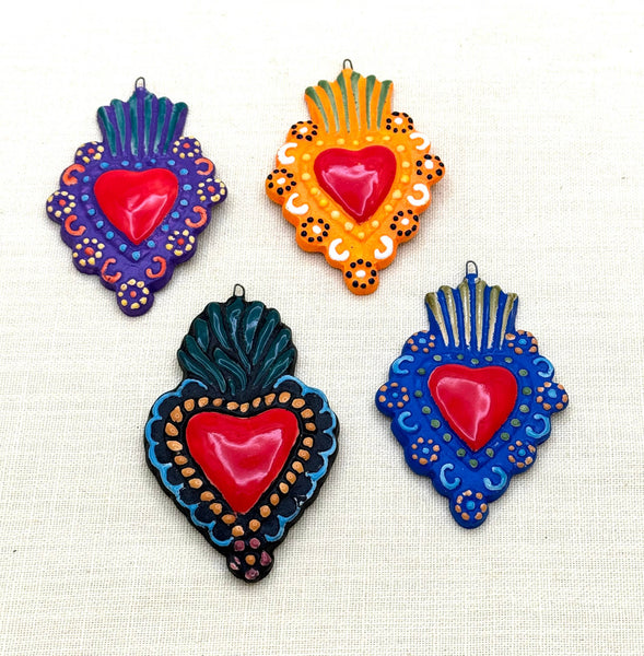 Ceramic Heart Milagro Ornament, Medium, Peru