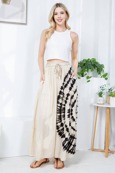 Beige & Black dyed pattern pants
