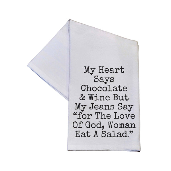 My Heart Says Chocolate & Wine Kitchen Tea Towels