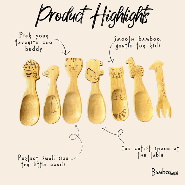 Bamboo Animal Kids & Toddler Utensils - Duck Spoon