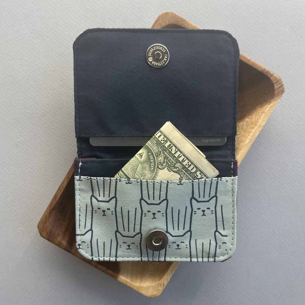 Cotton Canvas Cardholders - Cat Prints - Small Wallet