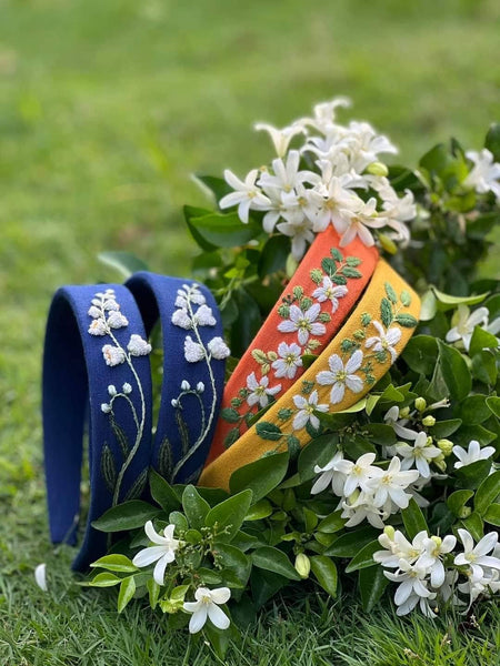 Lily Of The Valley Embroidered Headband, Collection Eva