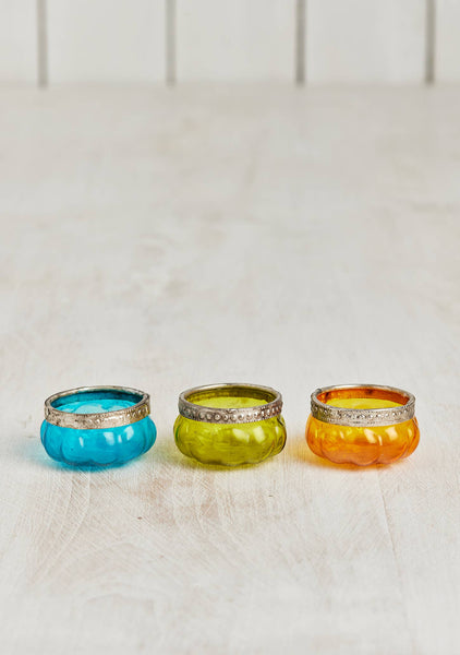 Pumpkin Glass & Iron Border Tealight
