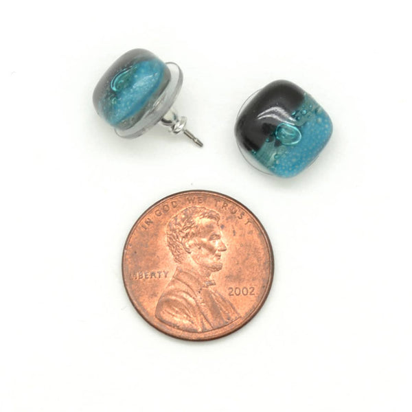 Small Square Glass Stud Earrings - Assorted Colors