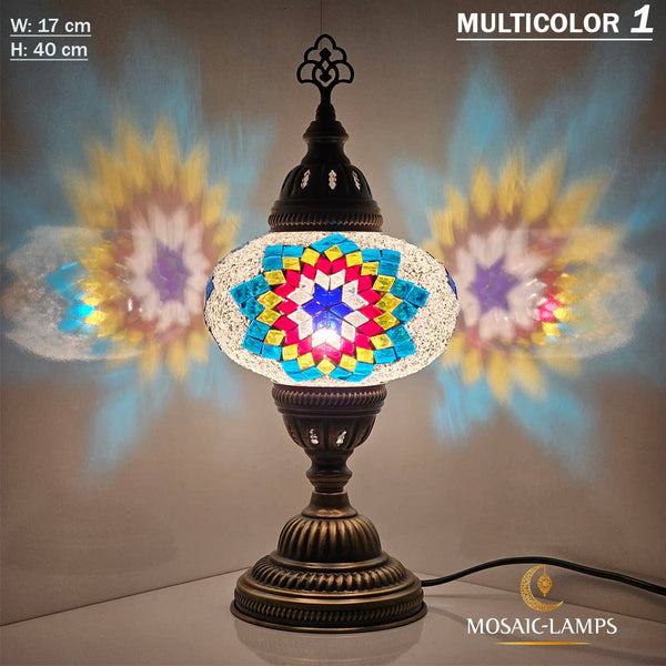 10+ Colors - Turkish Mosaic Large Globe Table Lamp, Marrakec