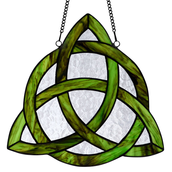 11.75"H Trinity Knot Celtic Stained Glass Window Panel