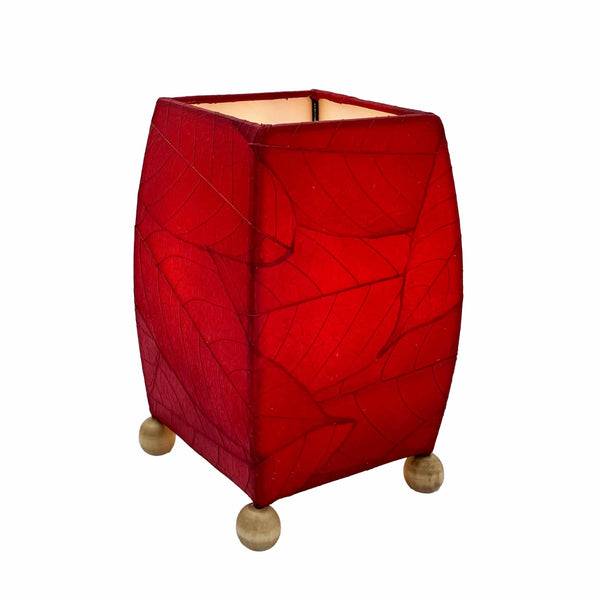 Mini Square Cocoa Leaf Lamp Red, Shade Made of Cocoa Leaves