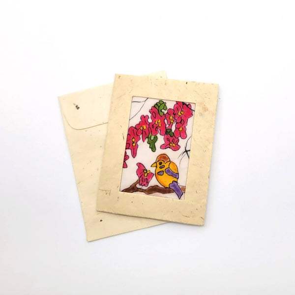 Batik Yellow Throated Euphonia Mini Card