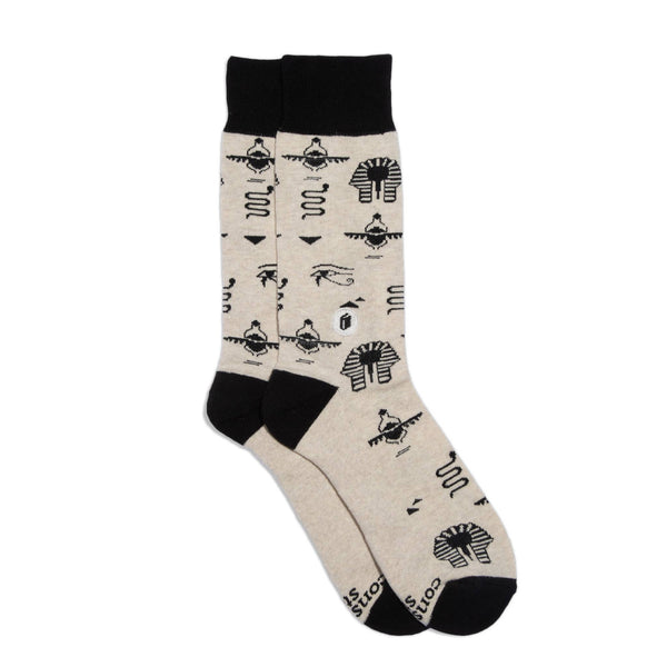 Socks that Give Books -Ivory Hieroglyphics/Small