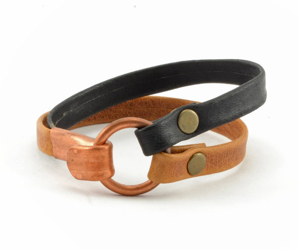 Copper Clasp Leather Bracelet (Sale)