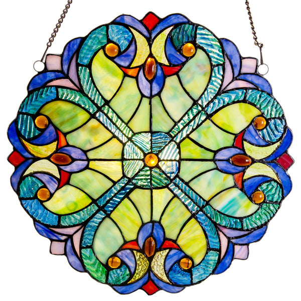 12"H Halston Multicolor Stained Glass Window Panel