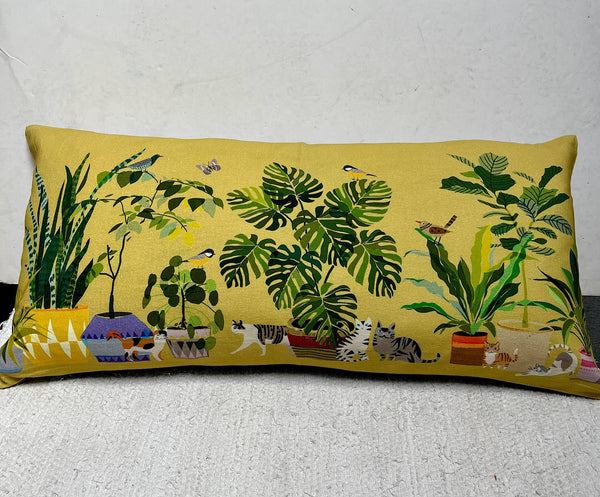 Cats in the Garden Printed Pillow