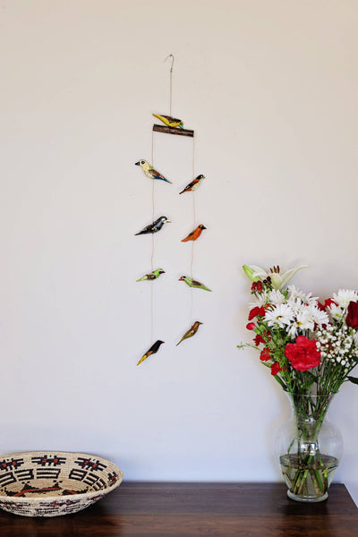 Hand-Painted Wooden Bird Mobile