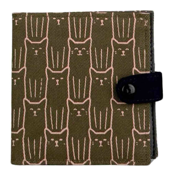 Slim Canvas Square Wallet - Cute Cat Print - Vegan Wallet