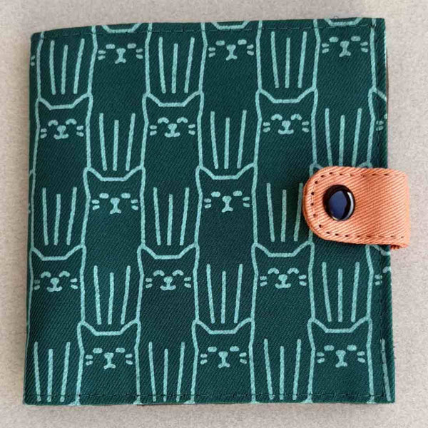 Slim Canvas Square Wallet - Cute Cat Print - Vegan Wallet