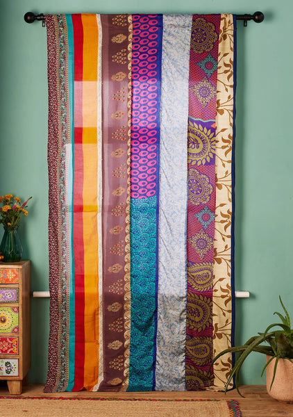 Recycled Sari Curtain Panel - Rainbow