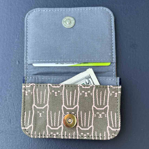 Cotton Canvas Cardholders - Cat Prints - Small Wallet