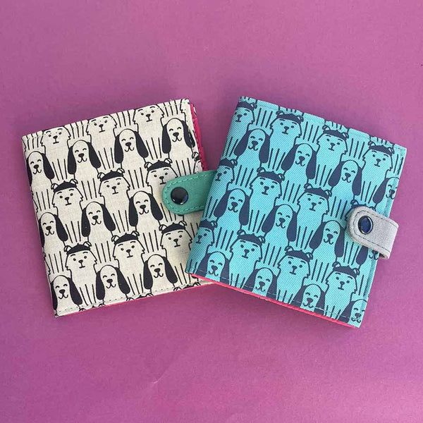 Canvas Square Wallet - Dog Print Wallet - Vegan Wallet