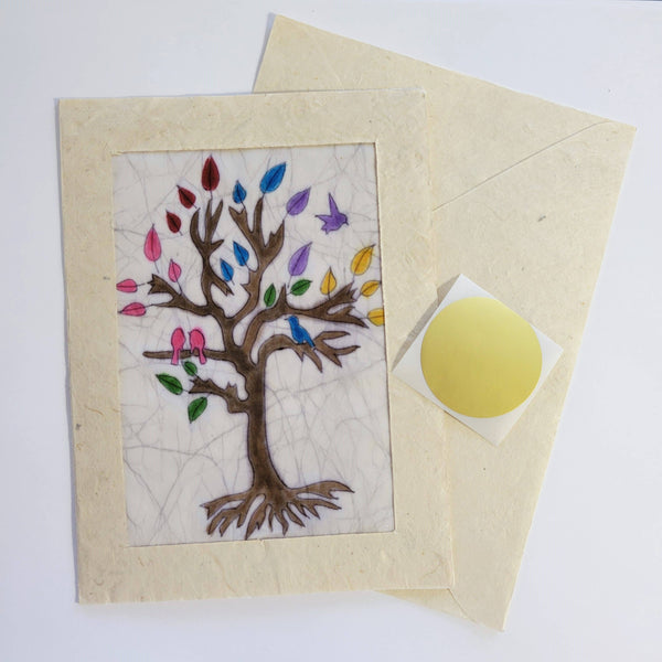 Tree of Life Batik Note Card