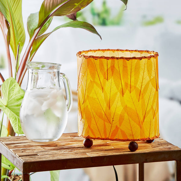 Mini Guyabano Lamp Orange, Shade Made of Guyabano Leaves