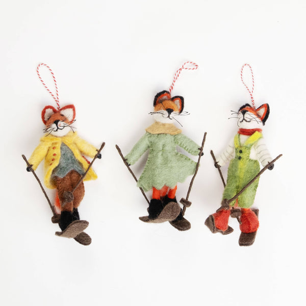 Ornament - Christmas Decor - Fox on Skis, Assorted