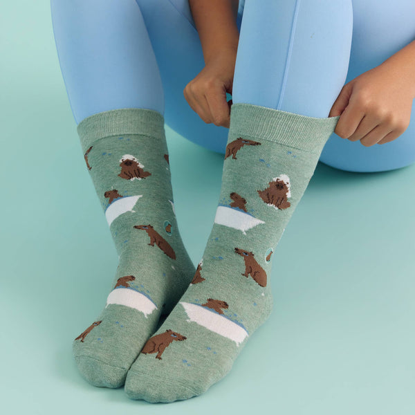 Socks that Support Mental Health (Green Capybaras)