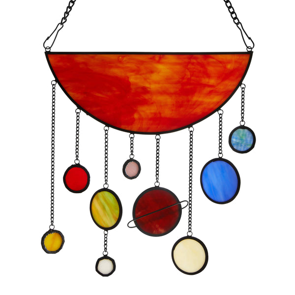 12"H Solar System Tiffany-Style Stained Glass Window Panel