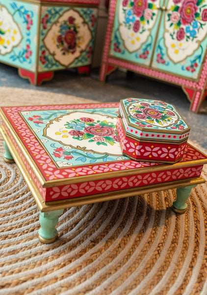 Rikisha Hand Painted Bajot Table