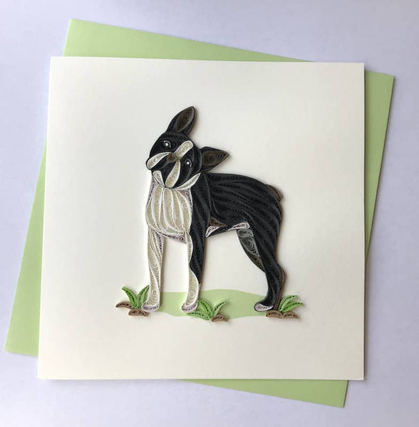 Boston Terrier Quilled Card