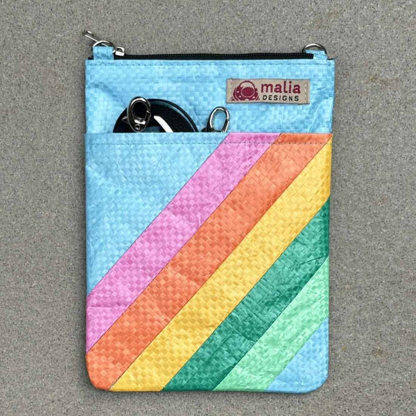Mini Recycled Phone Crossbody Bag - Rainbow Stripes