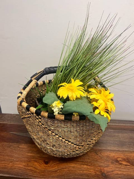 Market Basket Bolga Basket/, blue and natural