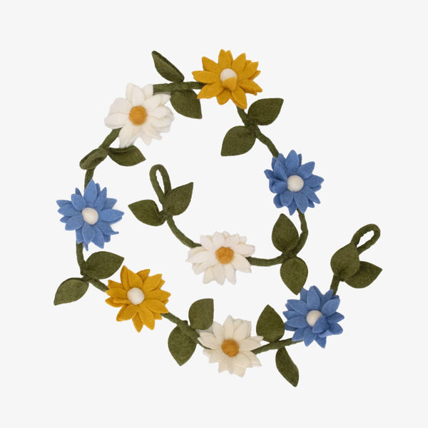 Garland - Flowers - Blue, White and Yellow - Wall Decor