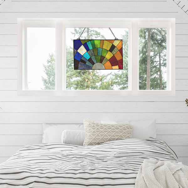 12"H Gemma Multicolor Rays of Sunshine Window Panel