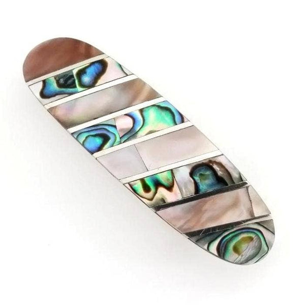 Blue Pacific Abalone & Mother-of-Pearl Hair Clip Barrettes