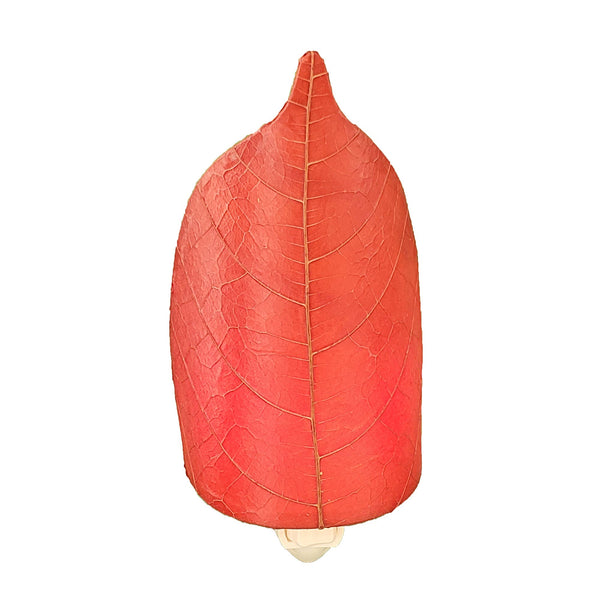 Leaf Nightlight Red, Shade Made of Cocoa Leaves