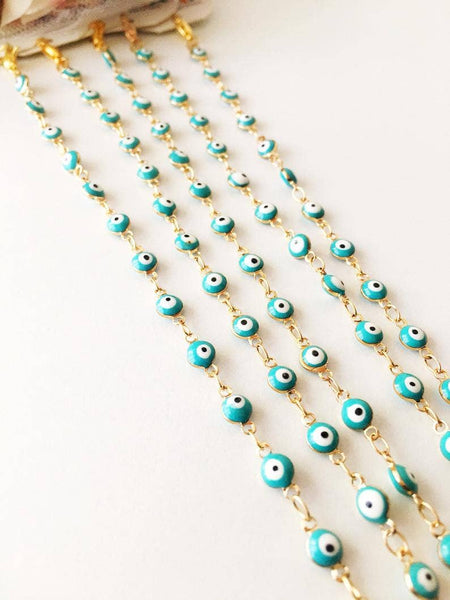 Evil Eye Bracelet, Gold Link Chain Bracelet, Minimalist Evil Eye Bracelet