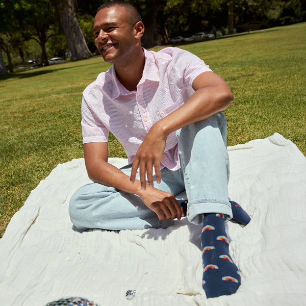 Socks that Save LGBTQ Lives | Navy Rainbows - Pride Gifts: Small