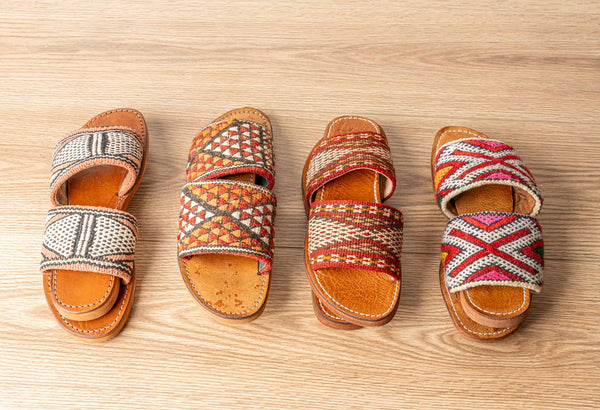 Moroccan Kilim Open-Toe Slides