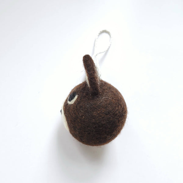Cat Felted Wool Ball Ornament